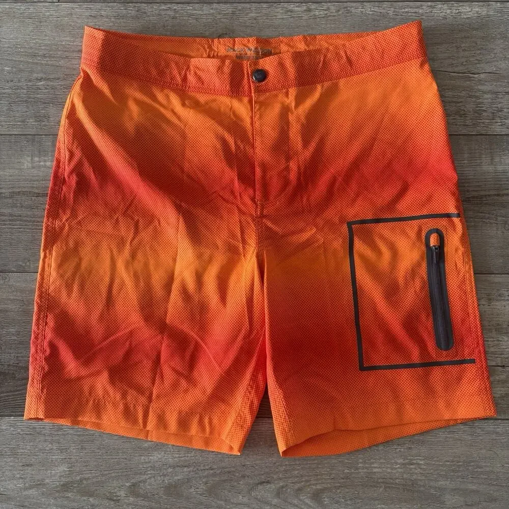 Mack Weldon Board Shorts Mens 33/34 Orange Ombre Unlined Pockets Swim Trunks